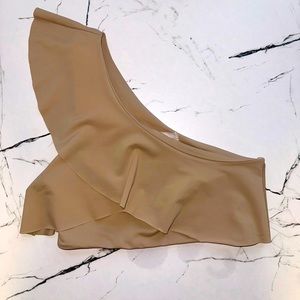 Aritzia Le Fou Wilfred One Shoulder Ruffle Tan Taupe Top Size Medium